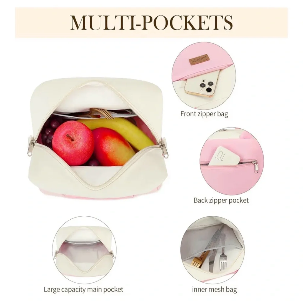 Pink and Cream Women's cooler lunch bag Pretty on Pink Collection. - Picture 5 of 9